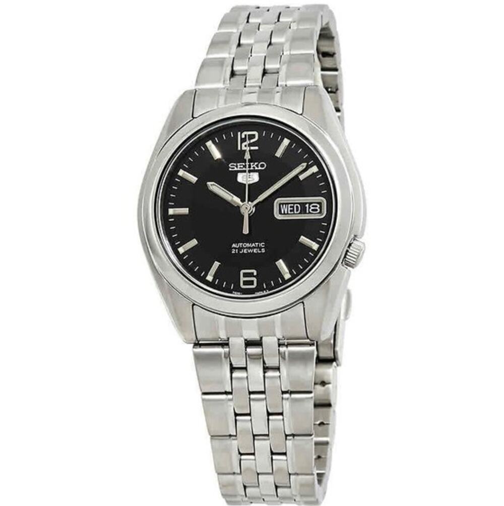 Seiko 5 SNK393K1 Automatic Stainless Steel Mens Watch 21 Jewels Black Dial - NIB